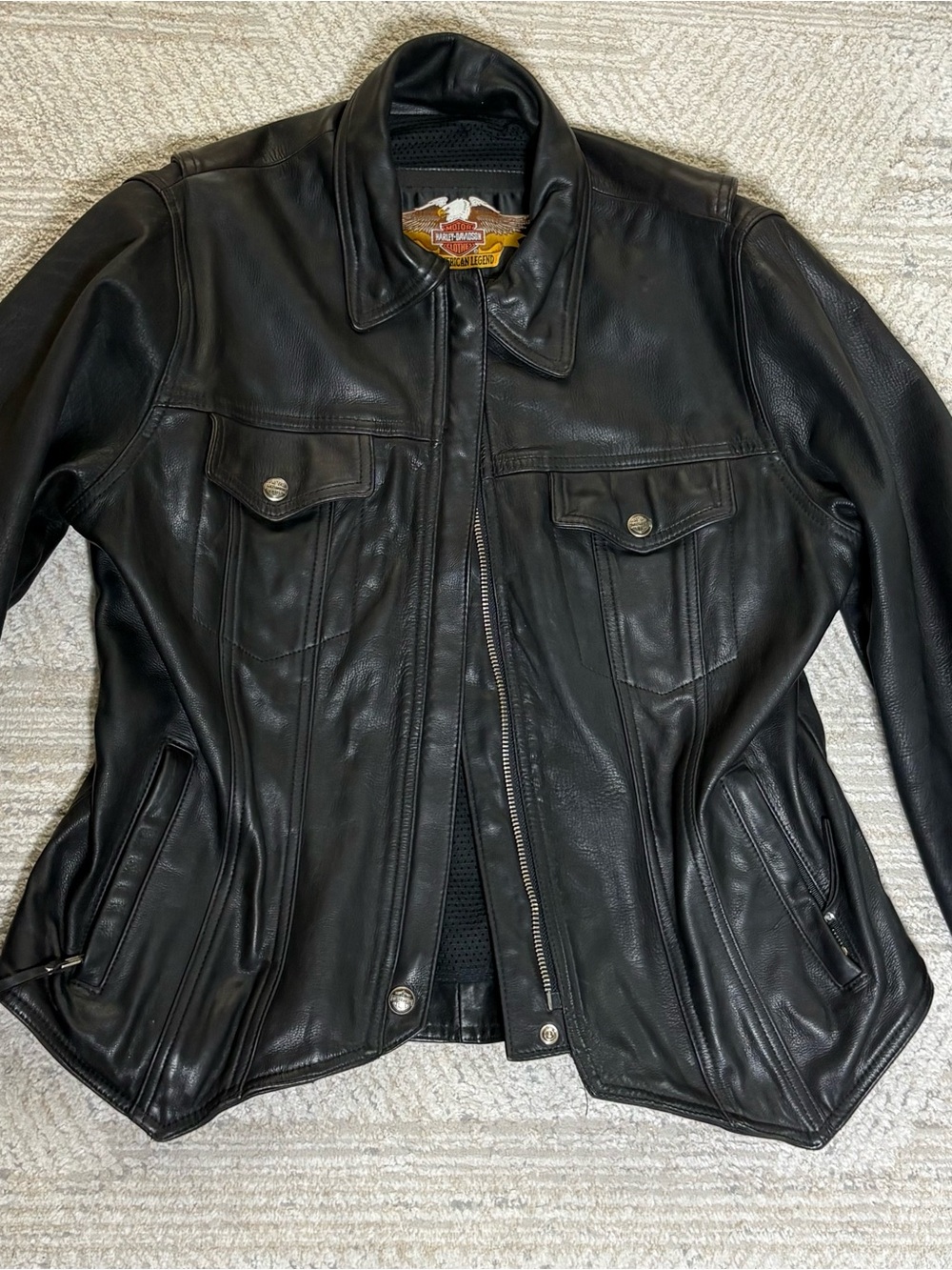 Harley-Davidson Women’s Large Black Leather Riding Jacket Mesh Lined L